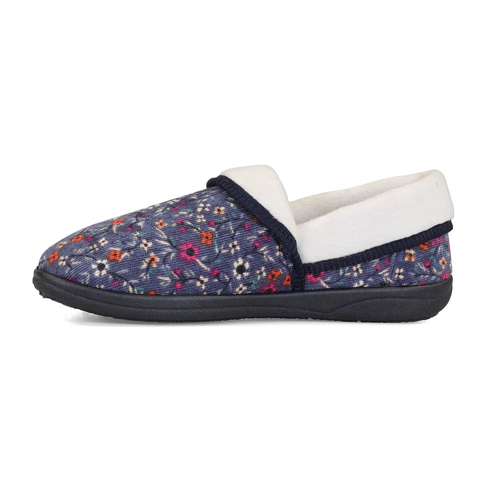 Padders Ladies Slippers 2E Fit DM Construction MELLOW - Denim Floral Cord