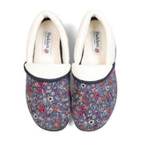 Padders Ladies Slippers 2E Fit DM Construction MELLOW - Denim Floral Cord