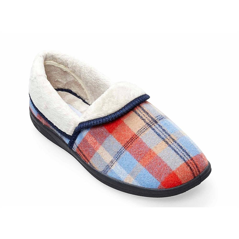 Padders Ladies Slippers 2E Fit DM Construction MELLOW - Blue Combi