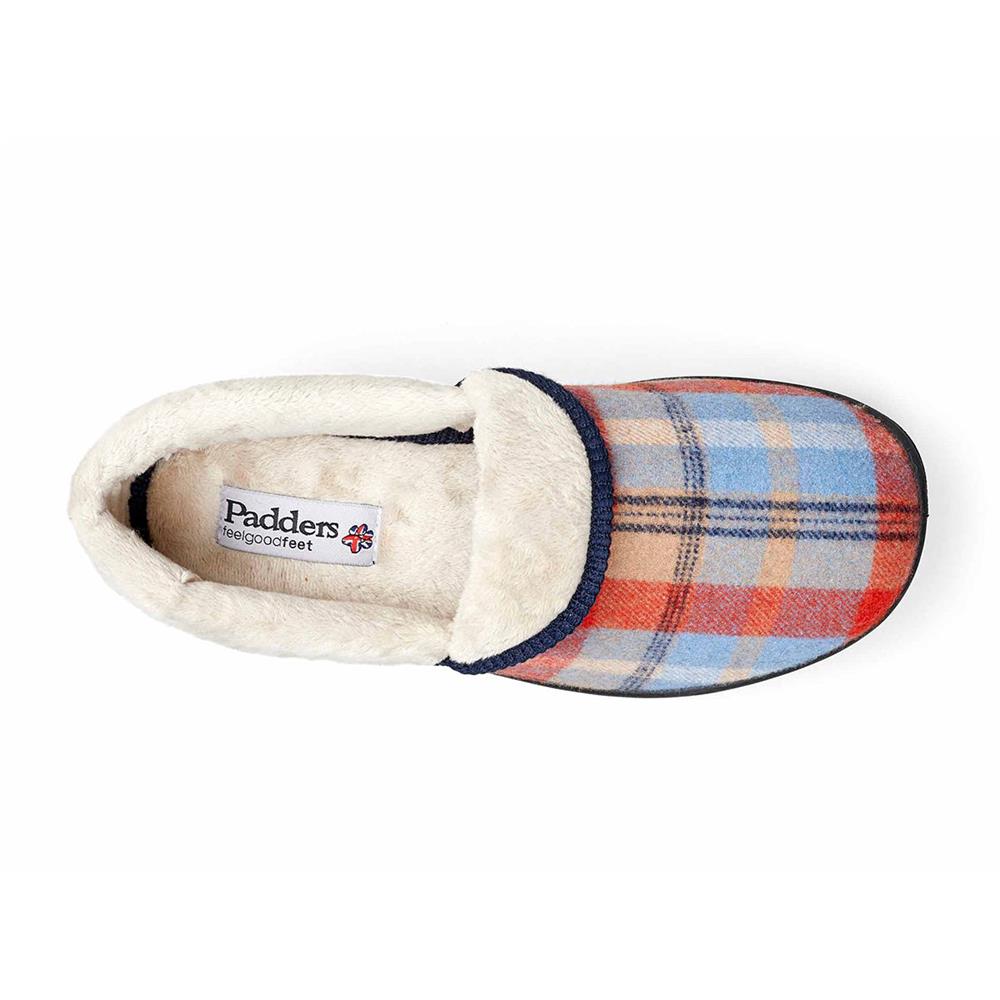 Padders Ladies Slippers 2E Fit DM Construction MELLOW - Blue Combi
