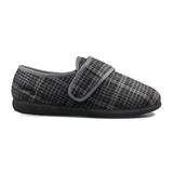 Padders+ Mens Slippers Dual Fit K/L OLIVER - BLACK MIXED CHECK