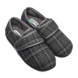 Padders+ Mens Slippers Dual Fit K/L OLIVER - BLACK MIXED CHECK