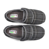 Padders+ Mens Slippers Dual Fit K/L OLIVER - BLACK MIXED CHECK