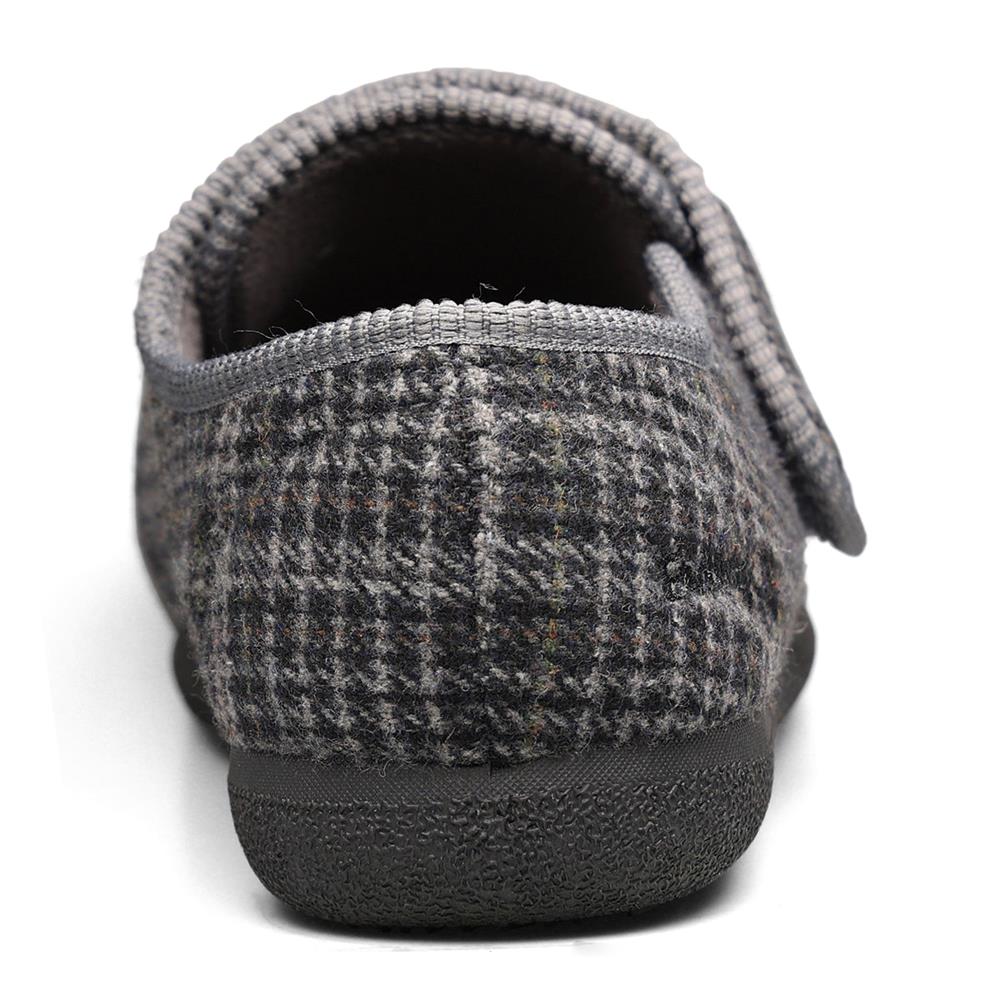 Padders+ Mens Slippers Dual Fit K/L OLIVER - BLACK MIXED CHECK