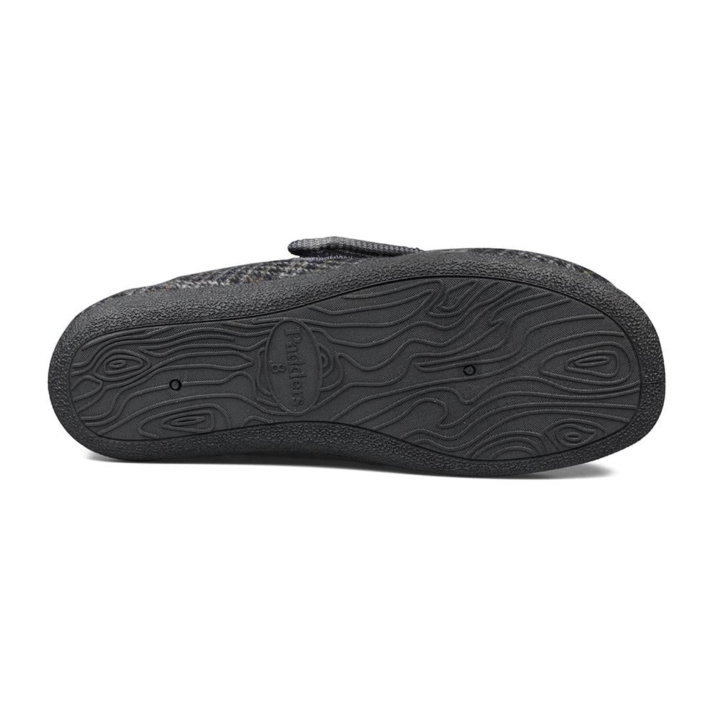Padders+ Mens Slippers Dual Fit K/L OLIVER - BLACK MIXED CHECK