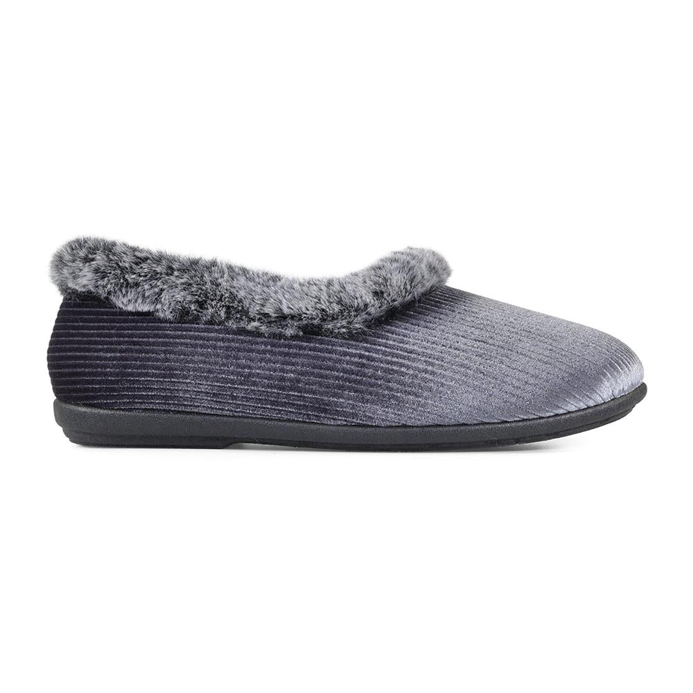 Padders Ladies Dual Fit Slippers 2E/3E SHAE - Grey Sparkle Cord