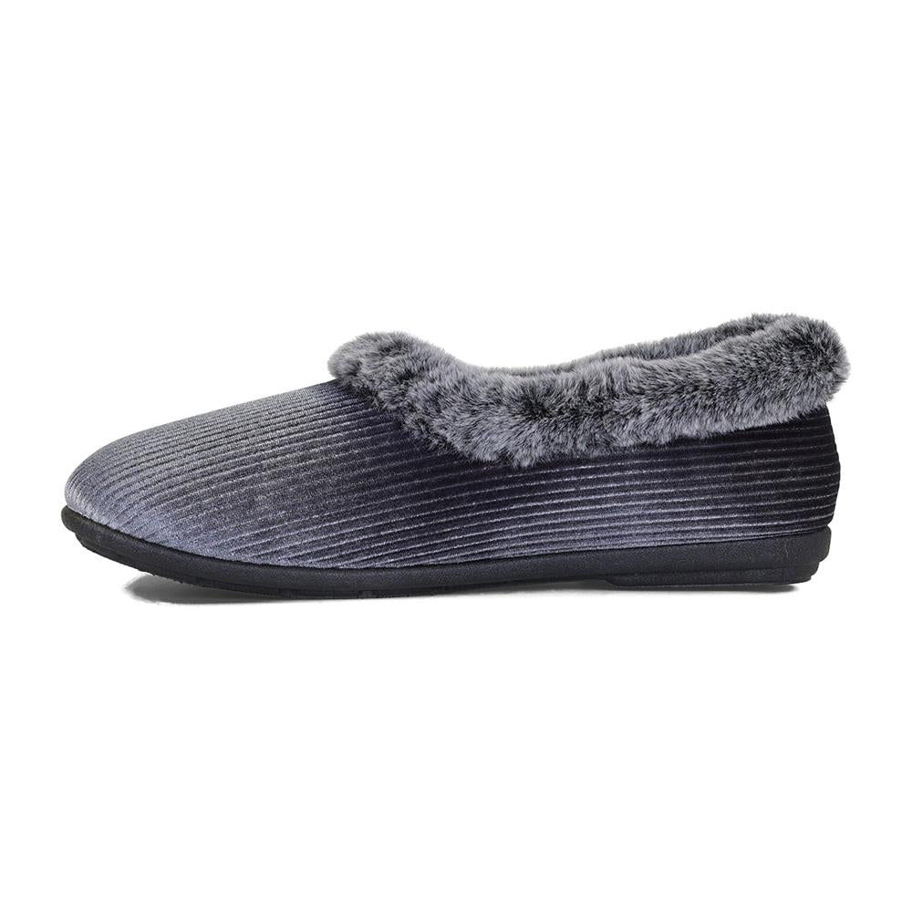 Padders Ladies Dual Fit Slippers 2E/3E SHAE - Grey Sparkle Cord