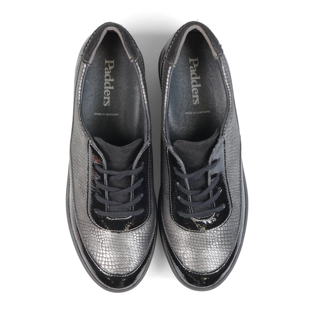 Padders Ladies Comfort 2E Fit ALFORD - Black Metallic Combi
