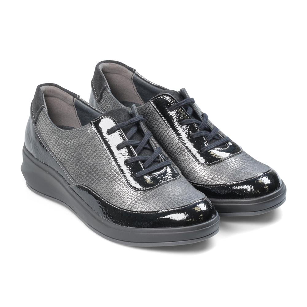 Padders Ladies Comfort 2E Fit ALFORD - Black Metallic Combi