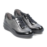 Padders Ladies Comfort 2E Fit ALFORD - Black Metallic Combi
