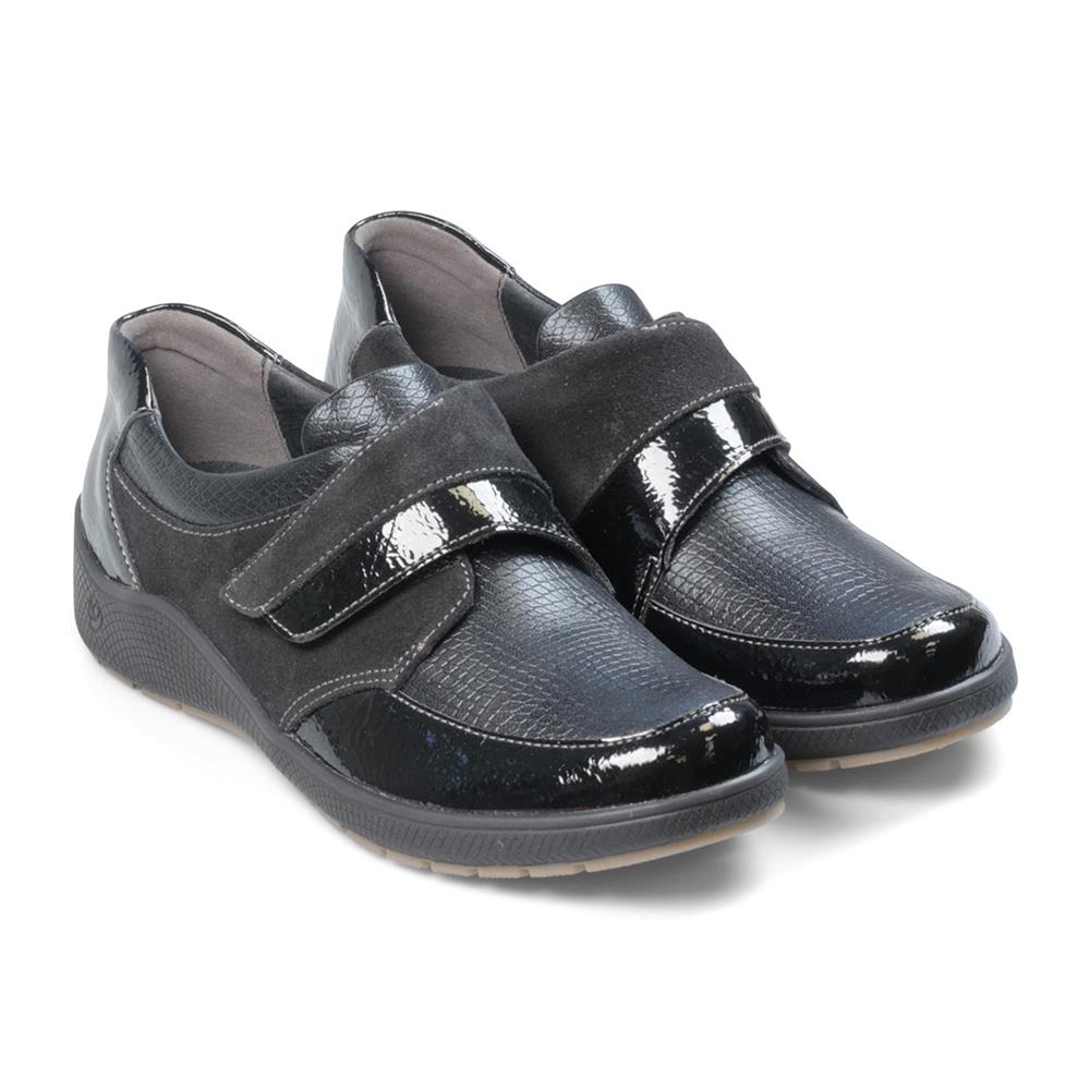 Padders Ladies Comfort 2E Fit MALTBY - Black Suede Combi