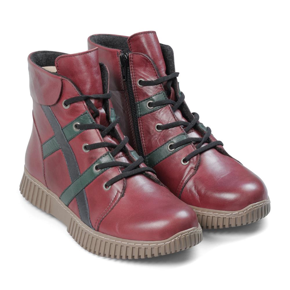 Essential Comfort Boots E Fit FLINT - Burgundy Combi