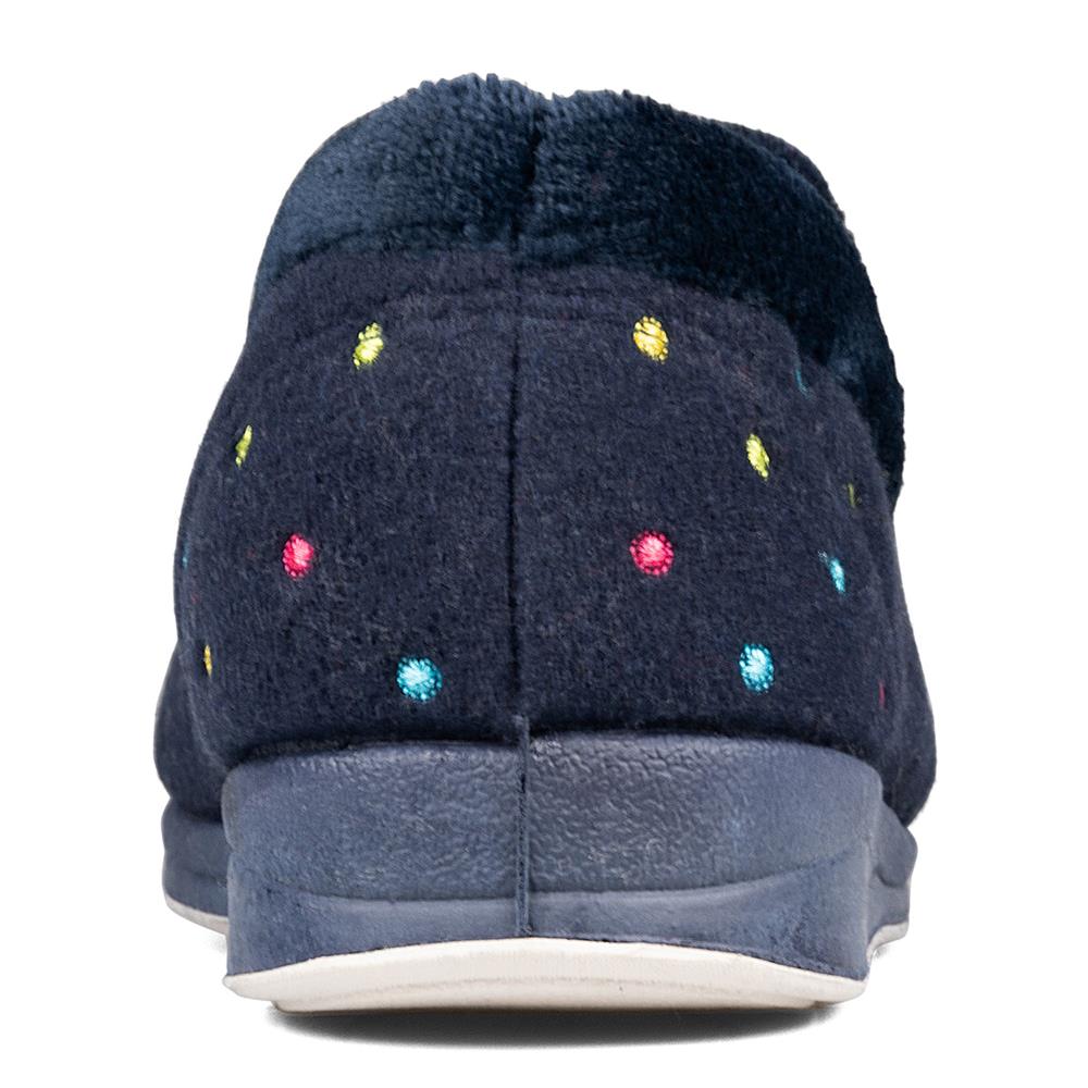Padders Ladies Slippers 2E Fit Vulcanised REPOSE - Navy Woven Spot