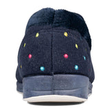 Padders Ladies Slippers 2E Fit Vulcanised REPOSE - Navy Woven Spot
