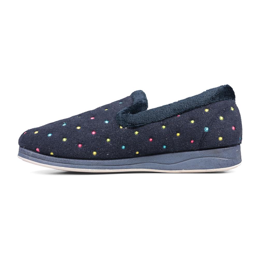 Padders Ladies Slippers 2E Fit Vulcanised REPOSE - Navy Woven Spot
