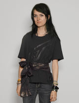 ST Lined Logo Tie-Tee in Black with Black & Gold Tie