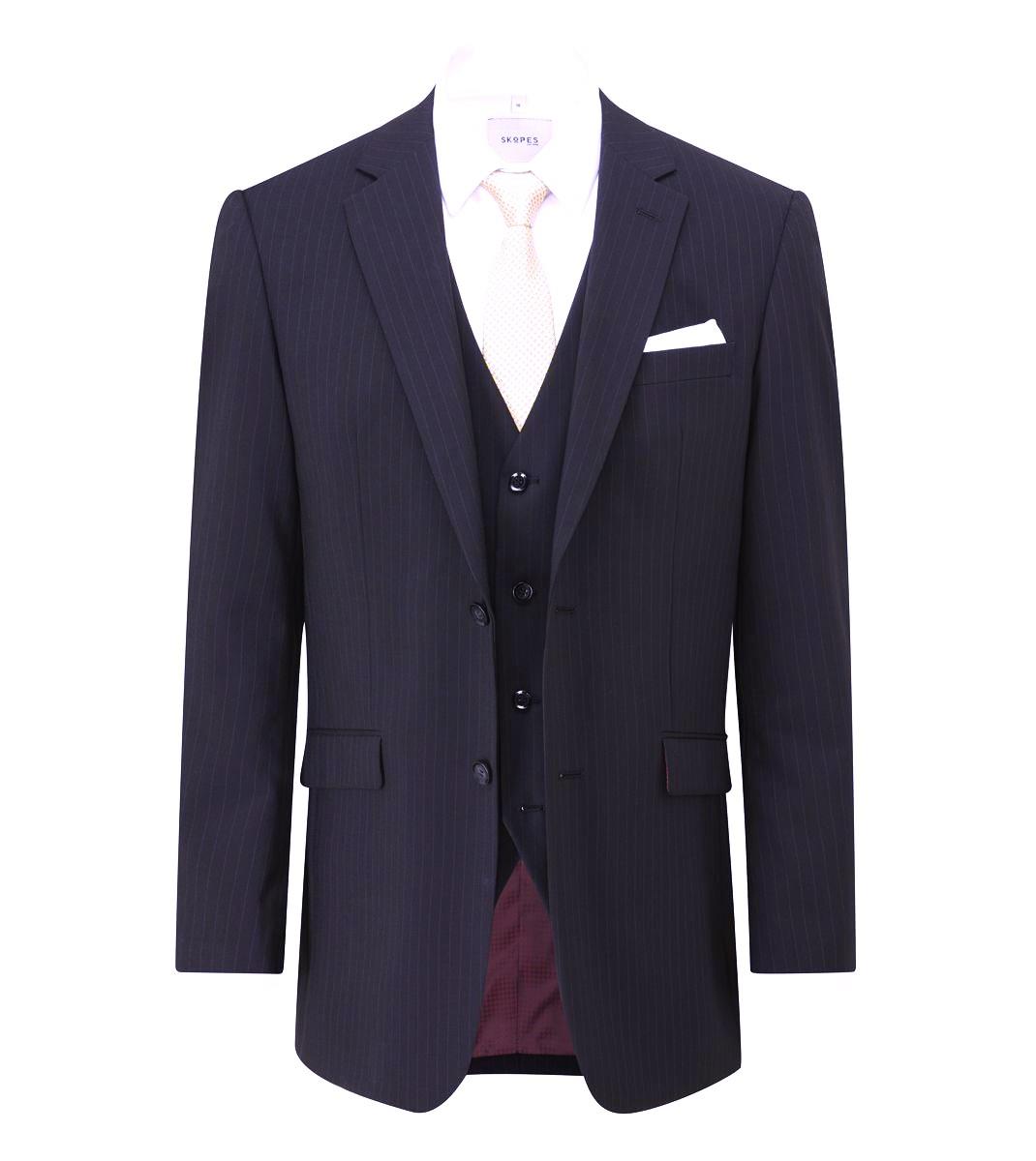 Skopes Men's Wool Blend Navy Stripe Formal Suit Jacket Size 44 - 72