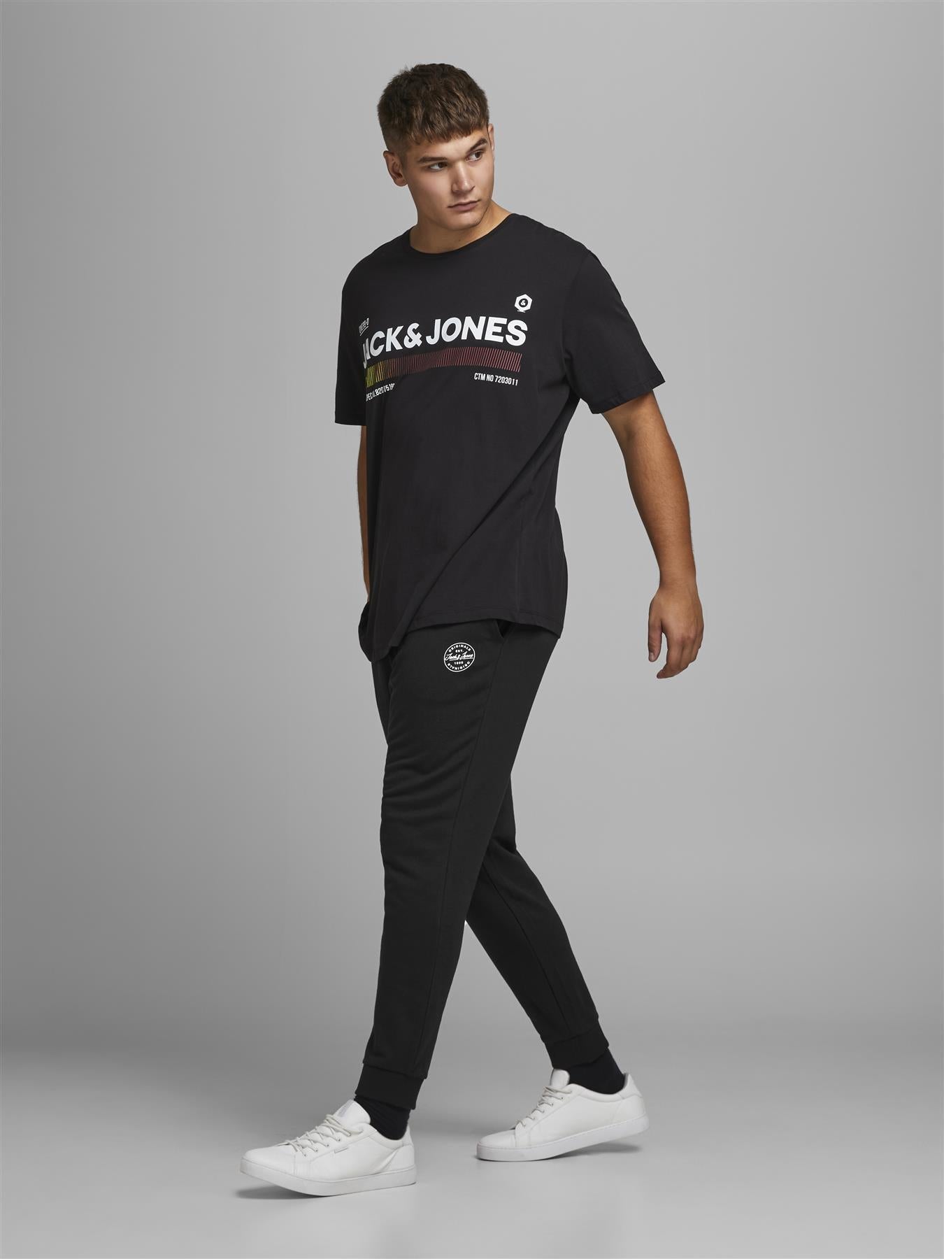 Jack & Jones Plus Size Men's Gordon Shark Sweat Pant With Ribbed Cuffs And Logo in 40-54, 3 Colours