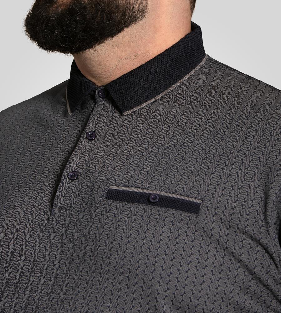 D555 SCARBOROUGH Printed Polo Shirt For Men (Tall) in Navy, LT-1XLT