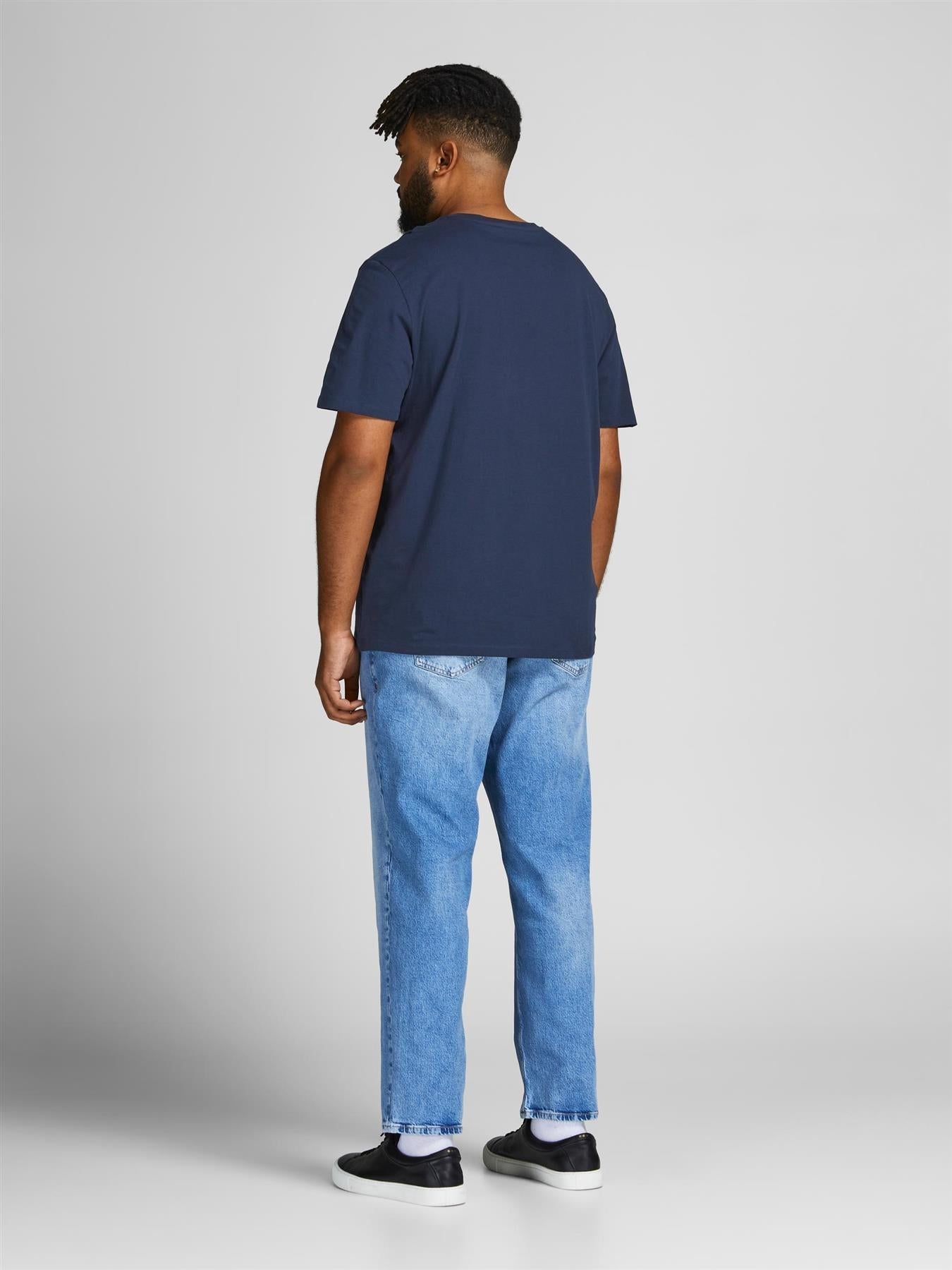 Jack & Jones Plus Size Men's Short Sleeve Crew Neck Tee in Navy Blazer Size 1XL-6XL