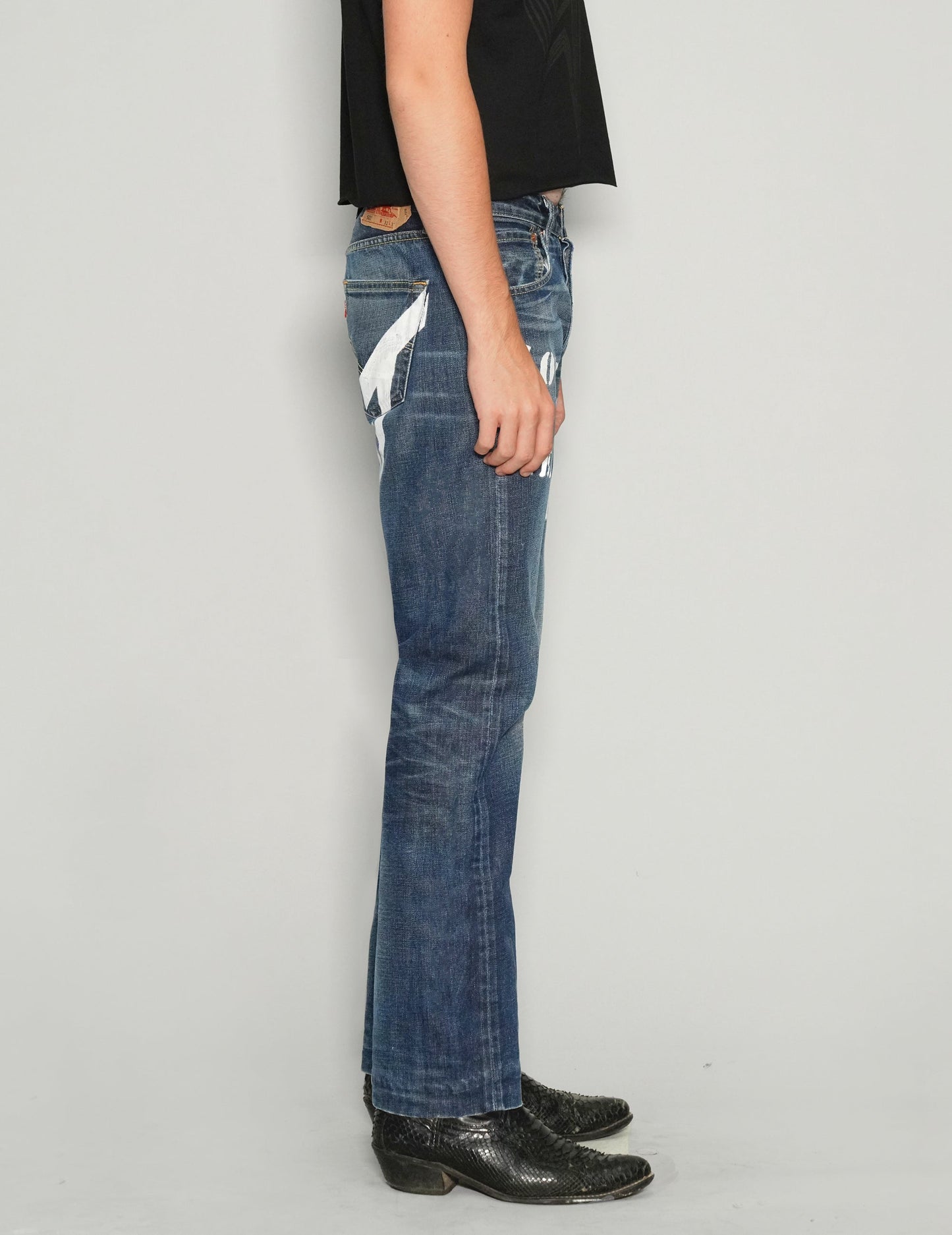 'Love Will Tear Us Apart' Jeans in Blue