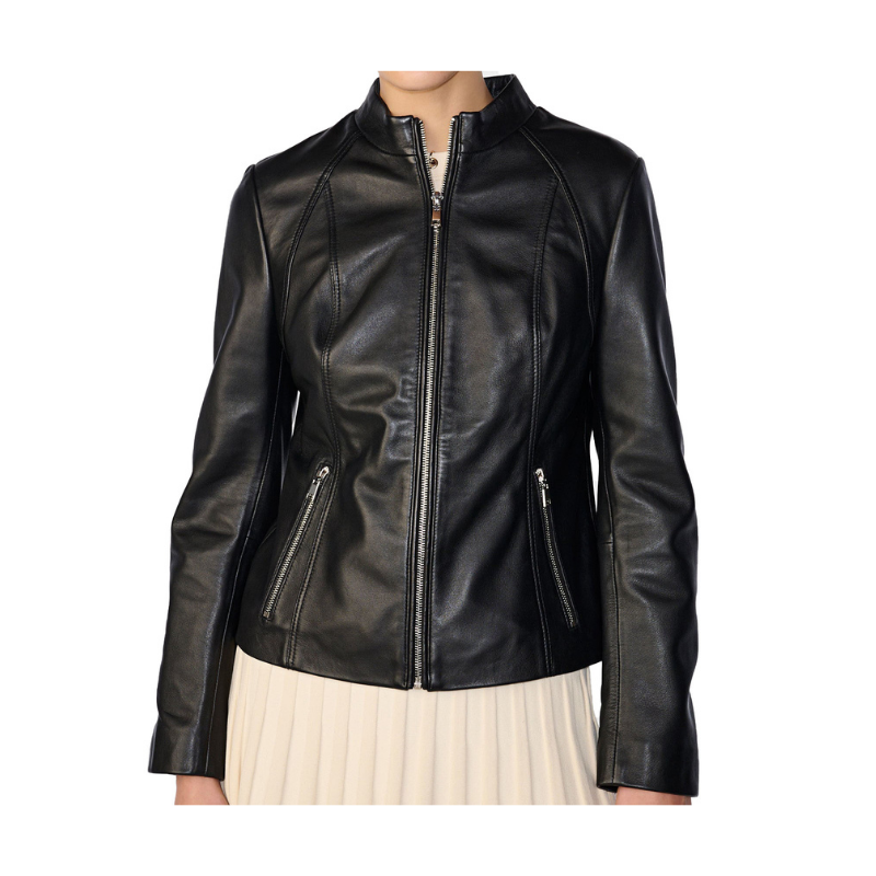 Women Scuba Leather Jacket | Black