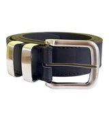 DUKE LONDON DOUBLE METAL LOOP FASHION BELT IN STITCHED BONDED LEATHER (KS126S) 3.5CM WIDE IN WAIST SIZE 42 TO 64
