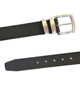 DUKE LONDON DOUBLE METAL LOOP FASHION BELT IN STITCHED BONDED LEATHER (KS126S) 3.5CM WIDE IN WAIST SIZE 42 TO 64