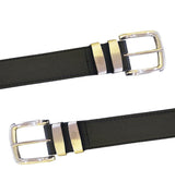 DUKE LONDON DOUBLE METAL LOOP FASHION BELT IN STITCHED BONDED LEATHER (KS126S) 3.5CM WIDE IN WAIST SIZE 42 TO 64