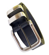 DUKE LONDON DOUBLE METAL LOOP FASHION BELT IN STITCHED BONDED LEATHER (KS126S) 3.5CM WIDE IN WAIST SIZE 42 TO 64