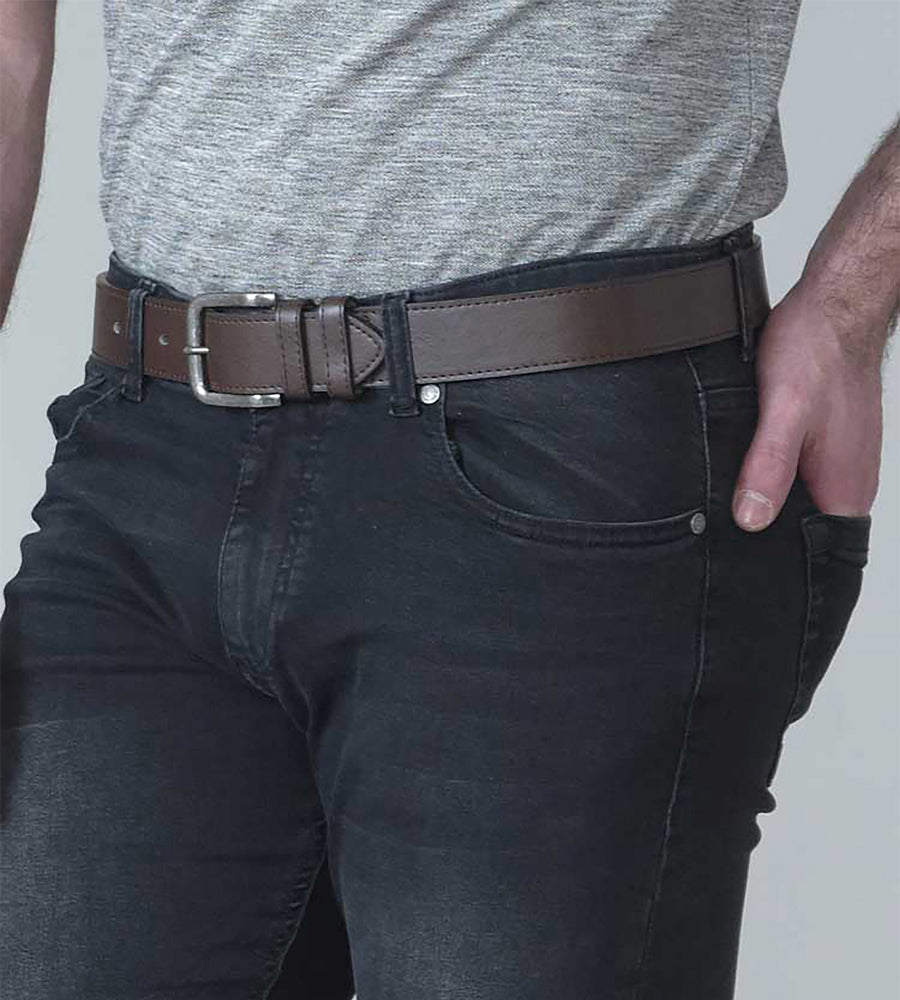 DUKE LONDON ANTIQUE BUCKLE JEANS BELT IN 4.0CM WIDTH (KS204S) IN BROWN IN WAIST SIZE 42 TO 64