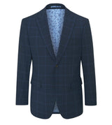 Skopes Spencer Suit Tailored Fit Jacket For Men in Navy Check, 36S-62L