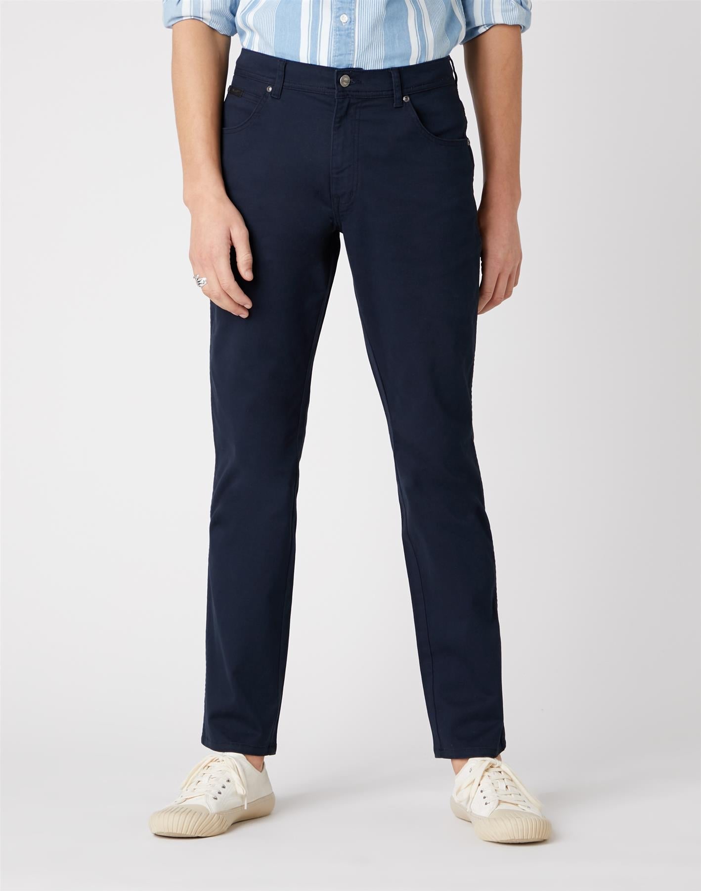 Wrangler Mens Texas Slim Navy Trousers
