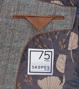 Skopes Rowan Suit Tailored Fit Jacket For Men in Grey Herringbone Check, 34S to 64L