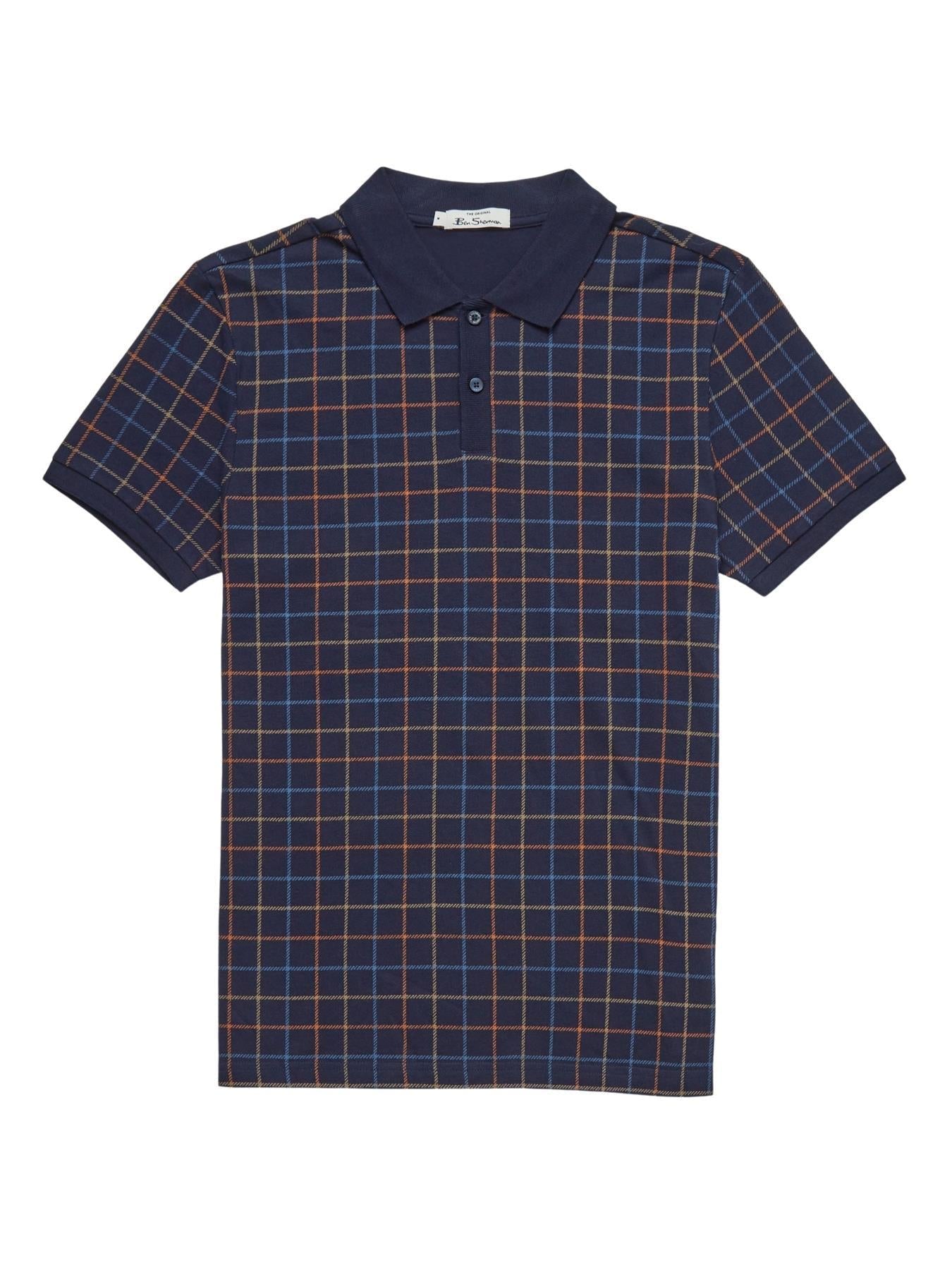 Ben Sherman Men's Plus Size Tattersall Check Polo Marine 2XL-5XL