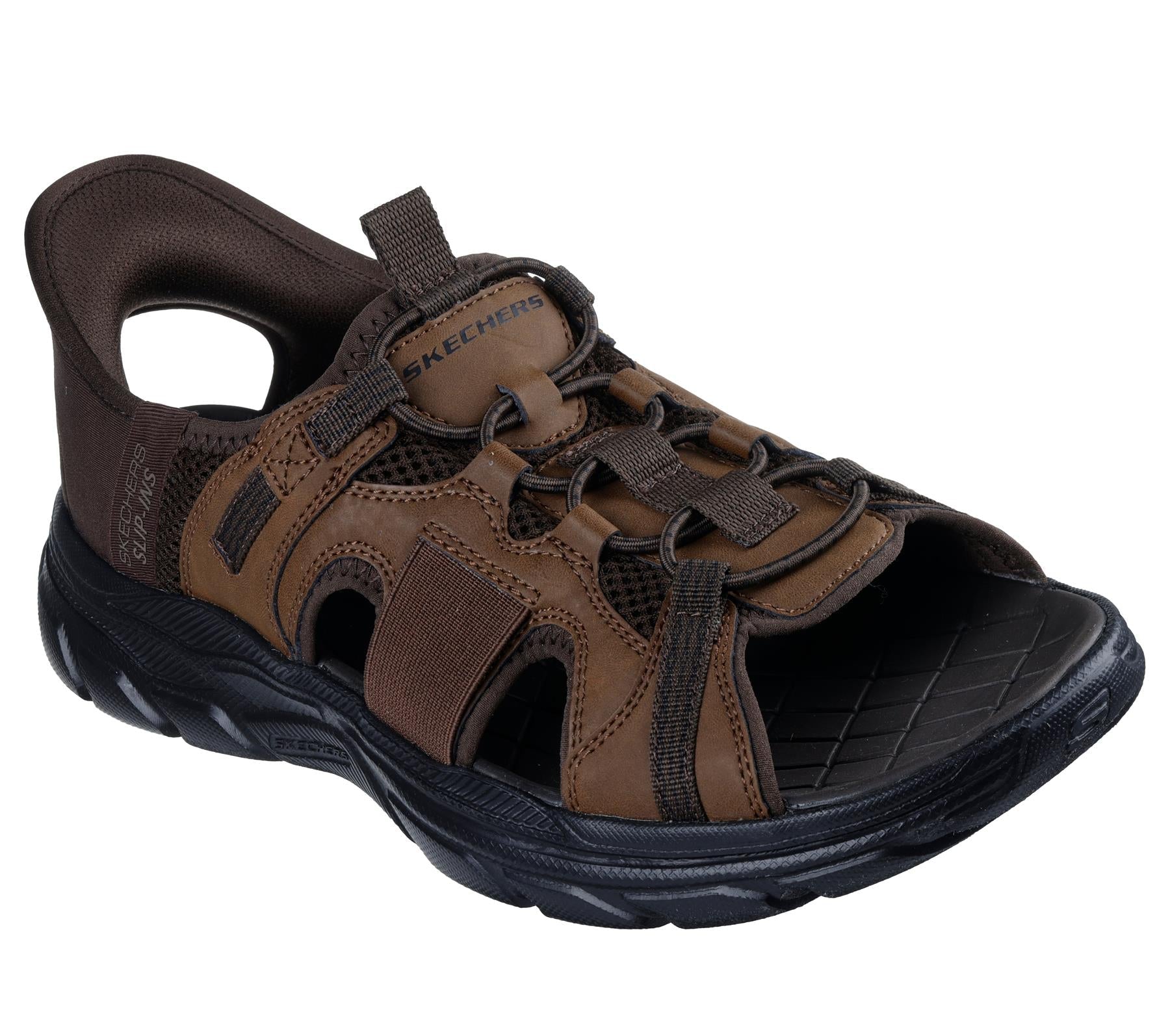Skechers Slip On Sandal For Men Revolted Merrick in Dark Brown, 6-13