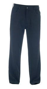 DUKE LONDON BI STRETCH FIVE POCKET TROUSERS (GILES) IN BLACK IN WAIST SIZE 30 TO 60 INCHES, INSIDELEG 29/31/33