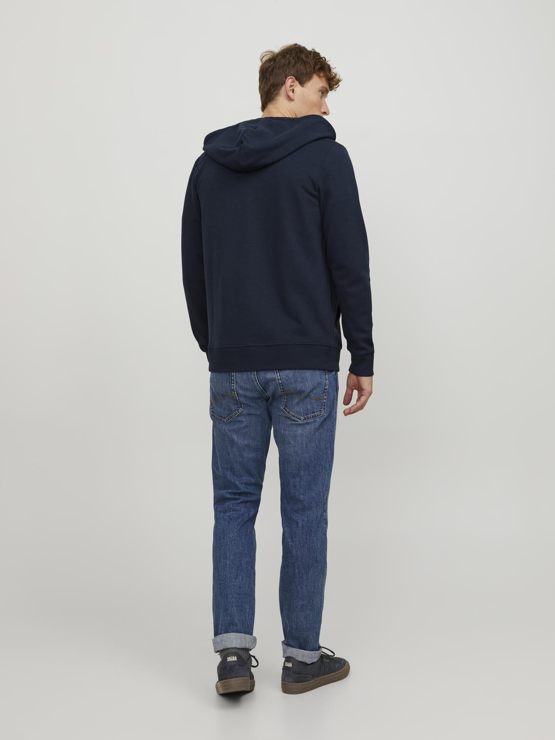 Jack & Jones Sweatshirt Zip Hoodie For Men (JJEBASIC) in 3 Colours, L-XL