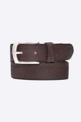 Wrangler Geniune Leather Zigzag Embossed Leather Belt in Brown Size 85 - 115