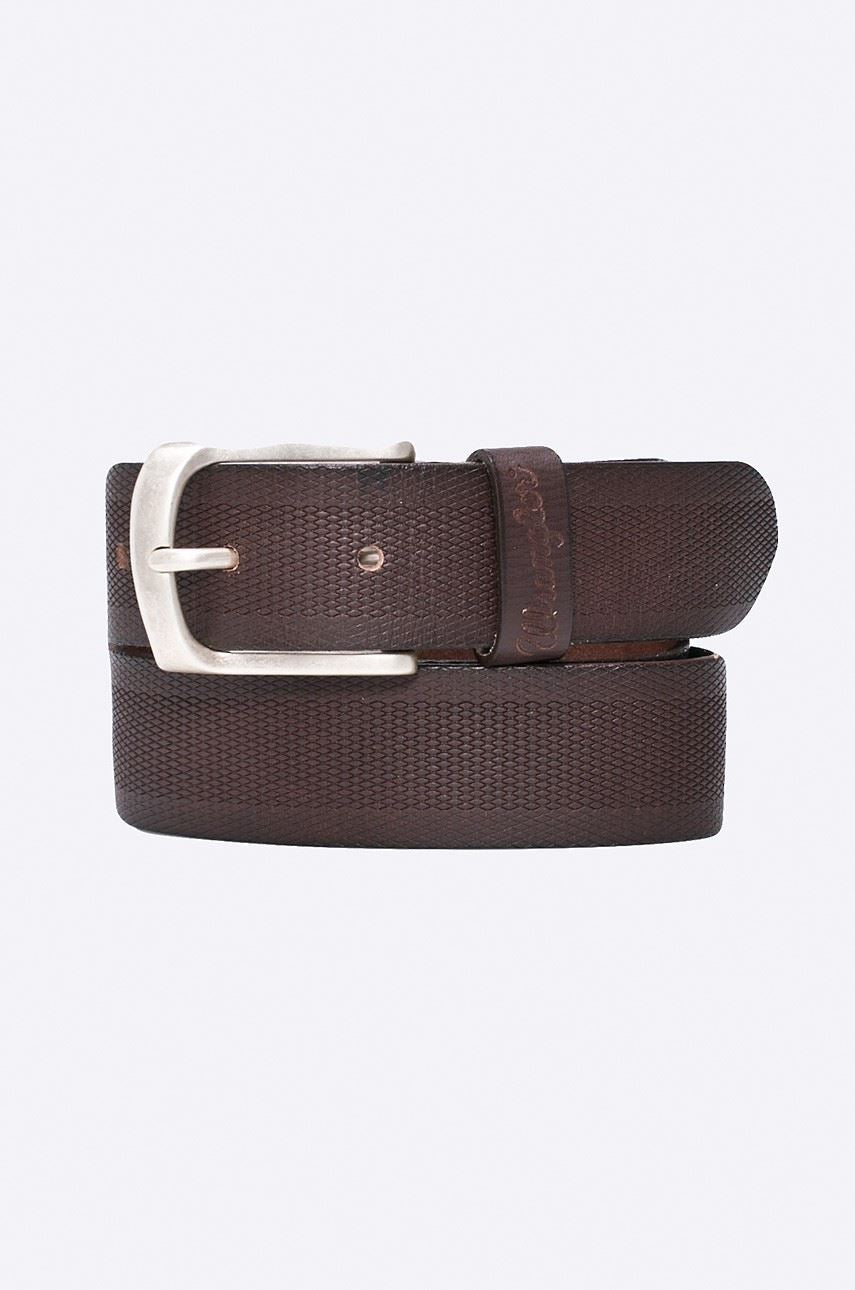 Wrangler Geniune Leather Zigzag Embossed Leather Belt in Brown Size 85 - 115