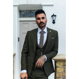 STZ71 - Men's 3 Piece Suit Wool Tweed Green Blue Brown Check 1920s Gatsby Formal Dress Suits