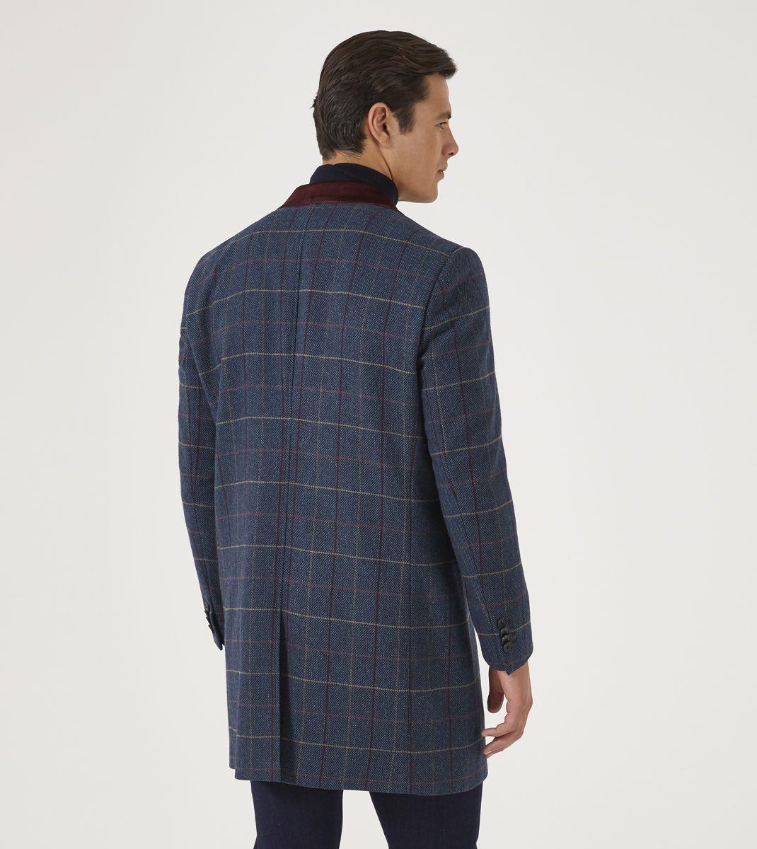 Skopes Men's Plus Size Wool Blend Tweed Overcoat In Navy Size Small To 4XL
