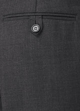 SKOPES Mens Wool Blend Flat Front Trousers in Charcoal