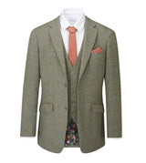 Skopes Tailored Fit Herringbone Suit Jacket Jude in Sage 34 to 62