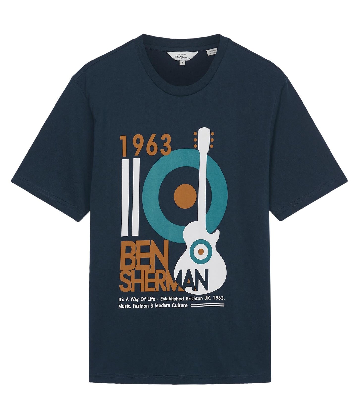 Ben Sherman Guitar Poster Short Sleeve T-Shirt for Mens (0076130) in Dark Navy, 2XL-5XL