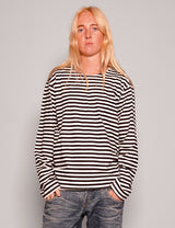 Vintage Naval Long Sleeve T-Shirt in Black Stripe