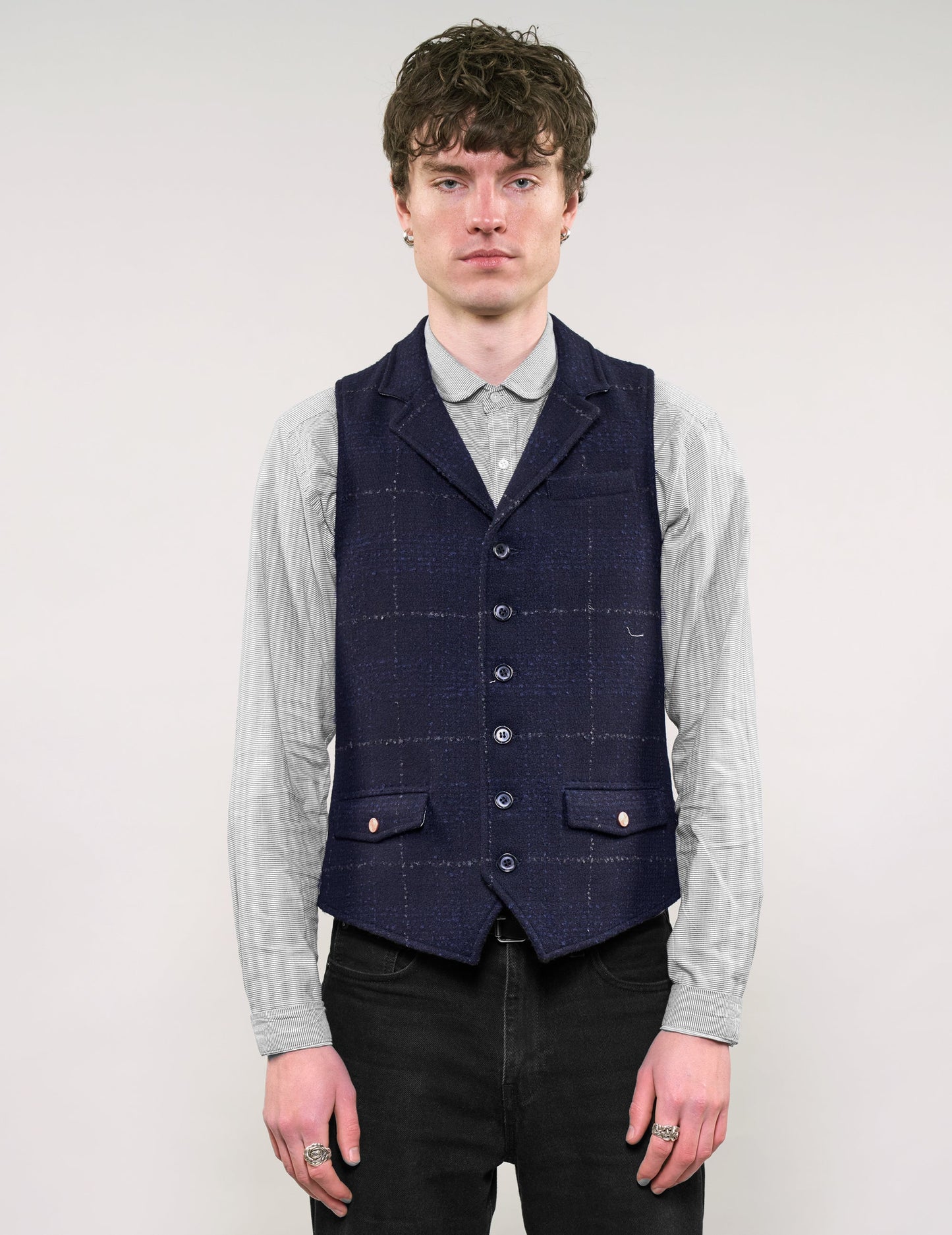 IMMORTAL Silverstone Waistocat - Bouclé Windowpane Navy Check