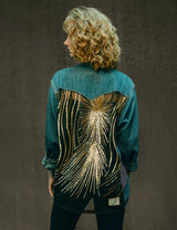 Party Back Shirt - Gold Sequin - Blue Denim