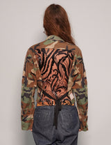 Party Back Cropped Shirt - Black Sequin - Camo