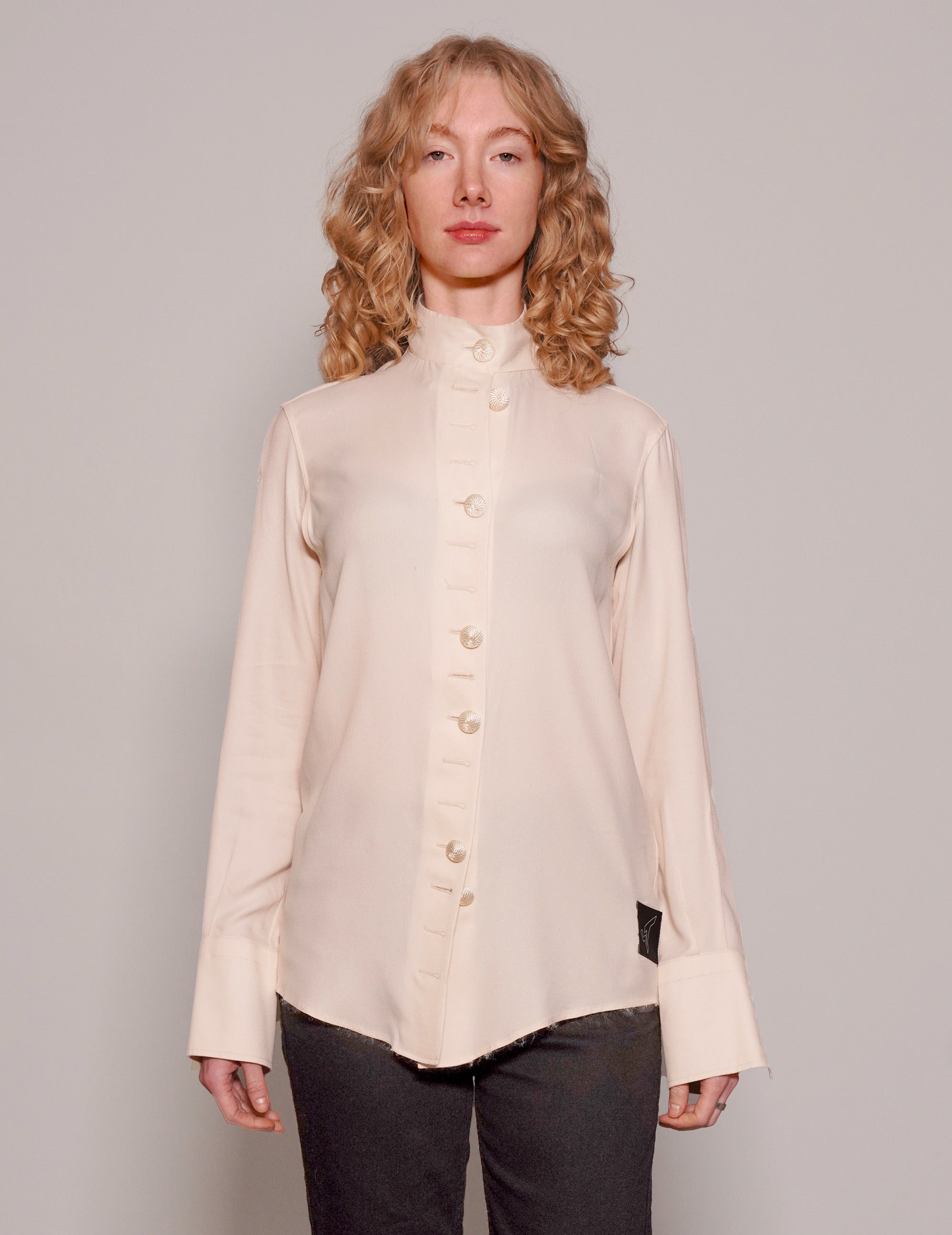 Vintage Neck Tie Blouse in Cream